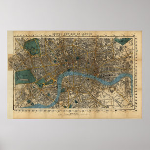 Vintage Map of London England (1860) Poster