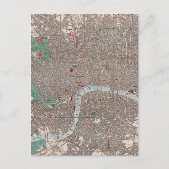 Vintage Map of London England (1862) Postcard (Front)