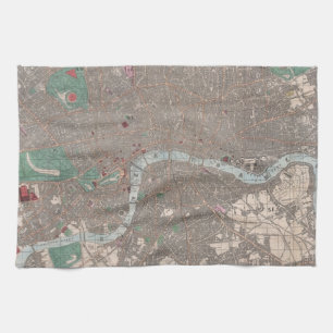 Vintage Map of London England (1862) Tea Towel