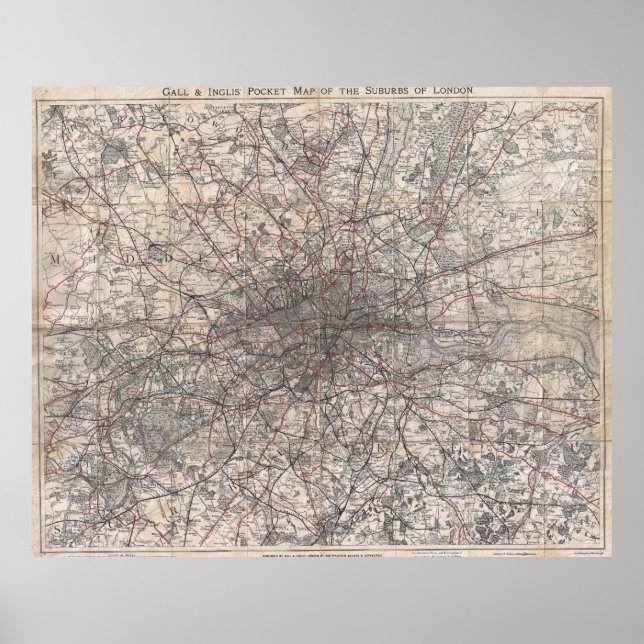 Vintage Map of London England (1900) 2 Poster (Front)