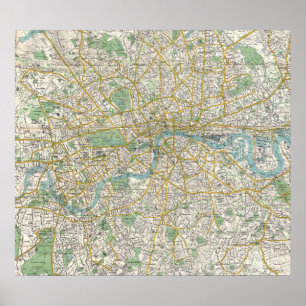 Vintage Map of London England (1900) Poster