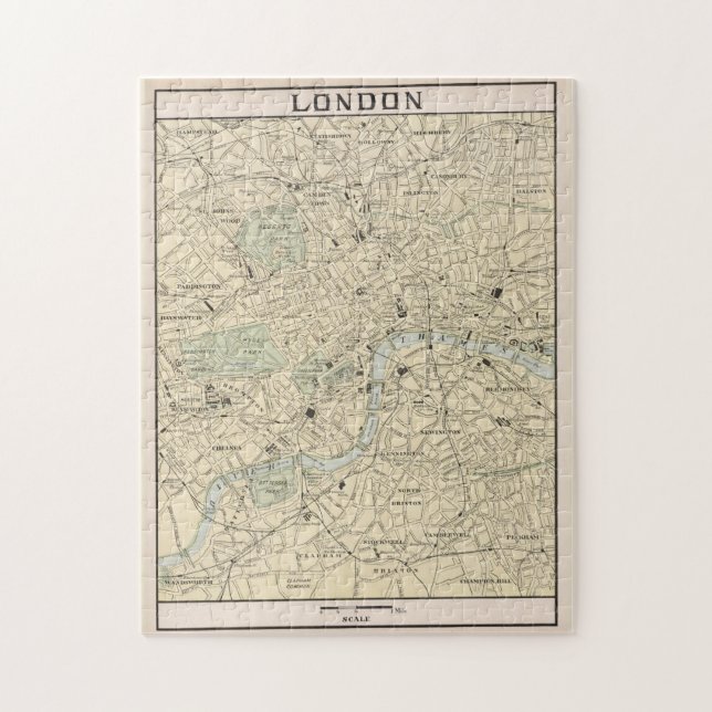 Vintage Map of London England (1901) Jigsaw Puzzle (Vertical)