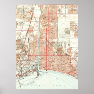 Vintage Map of Long Beach California (1949) Poster