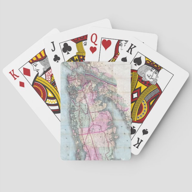 Vintage Map of Long Island (1880) Playing Cards (Back)