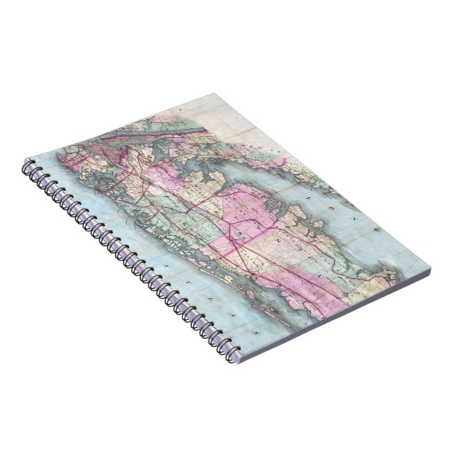 Vintage Map of Long Island (1880) Spiral Notebook (Right Side)
