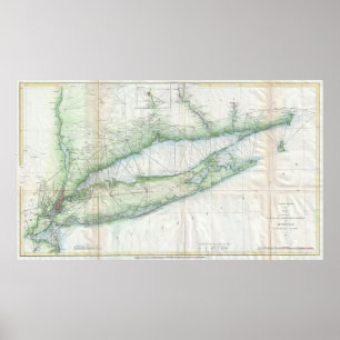 Vintage Map of Long Island NY (1877) Poster