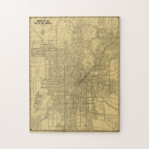 Vintage Map of Los Angeles CA (1914) Jigsaw Puzzle