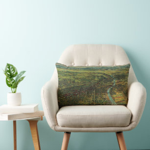 Vintage Map of Los Angeles, California and River Lumbar Cushion