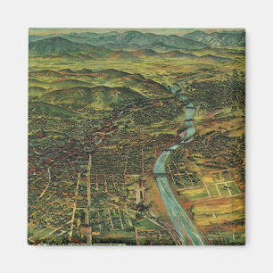 Vintage Map of Los Angeles, California and River Magnet