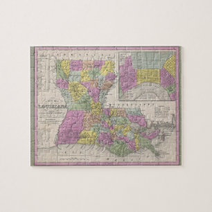 Vintage Map of Louisiana (1853) Jigsaw Puzzle