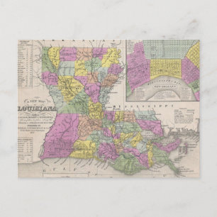Vintage Map of Louisiana (1853) Postcard