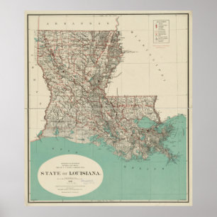 Vintage Map of Louisiana (1887) Poster