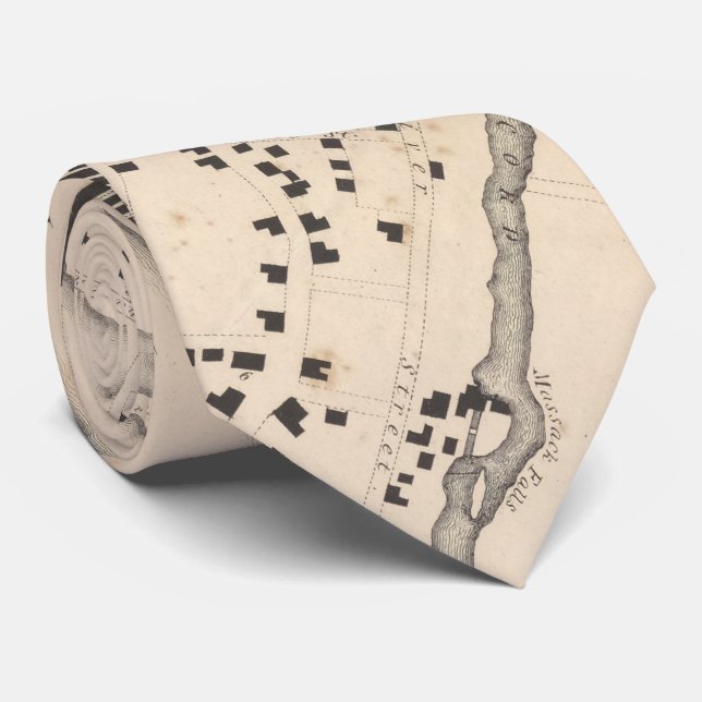 Vintage Map of Lowell MA (1832) Tie (Rolled)