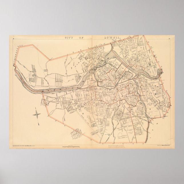 Vintage Map of Lowell MA (1904) Poster (Front)