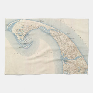 Vintage Map of Lower Cape Cod Tea Towel