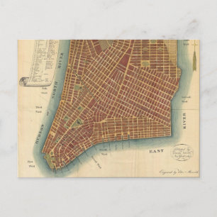 Vintage Map of Lower New York City (1807) Postcard