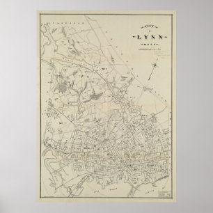 Vintage Map of Lynn MA (1905) Poster