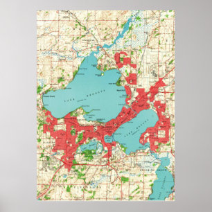 Vintage Map of Madison Wisconsin (1959) Poster