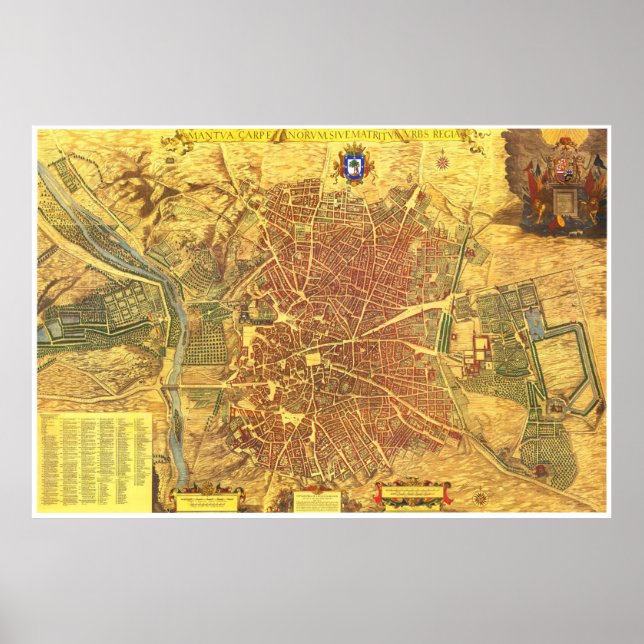 Vintage Map of Madrid Spain (1656) Poster (Front)