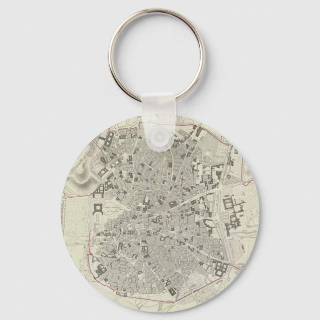 Vintage Map of Madrid Spain (1831) Key Ring (Front)