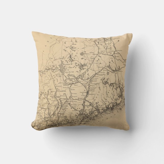 Vintage Map of Maine (1894) Cushion (Front)