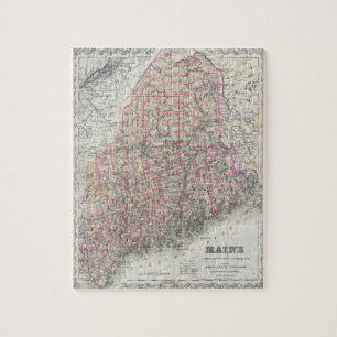Vintage Map of Maine (1894) Jigsaw Puzzle