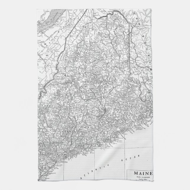 Vintage Map of Maine (1911) Tea Towel (Vertical)