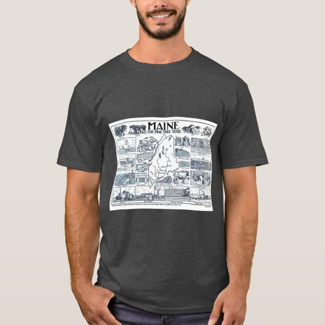 Vintage Map of Maine 1912 T-Shirt (Front)