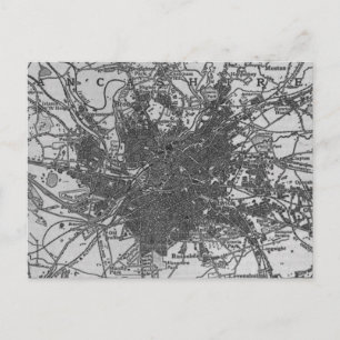 Vintage Map of Manchester England (1911) Postcard