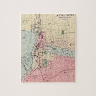 Vintage Map of Manchester New Hampshire (1877) Jigsaw Puzzle
