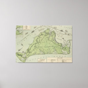 Vintage Map of Marthas Vineyard (1913) Canvas Print
