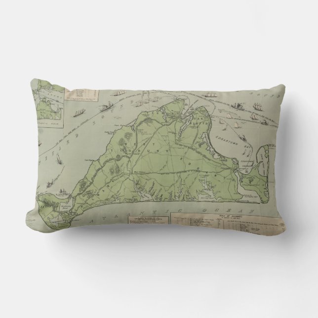 Vintage Map of Marthas Vineyard (1913) Lumbar Cushion (Front)