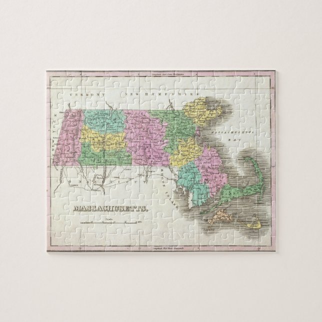 Vintage Map of Massachusetts (1827) Jigsaw Puzzle (Horizontal)