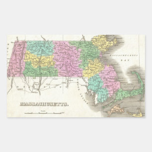 Vintage Map of Massachusetts (1827) Rectangular Sticker
