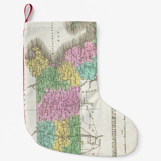 Vintage Map of Massachusetts (1827) Small Christmas Stocking (Front)