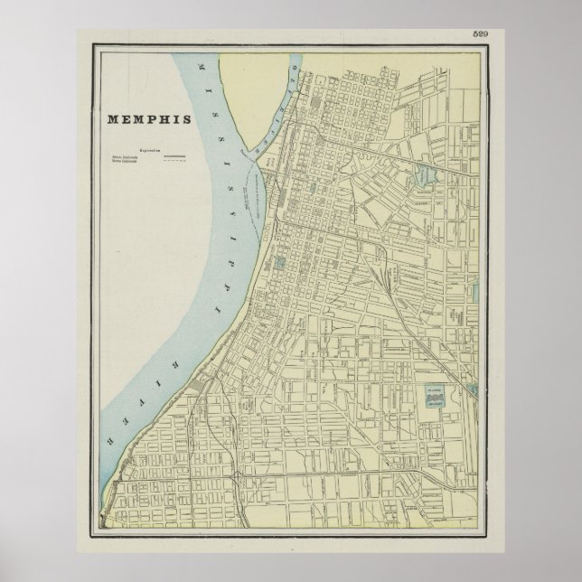 Vintage Map of Memphis Tennessee (1901) Poster (Front)
