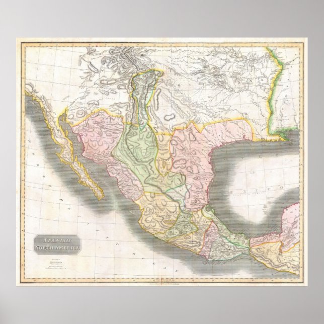 Vintage Map of Mexico (1814) Poster (Front)