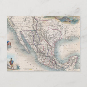 Vintage Map of Mexico (1851) Postcard
