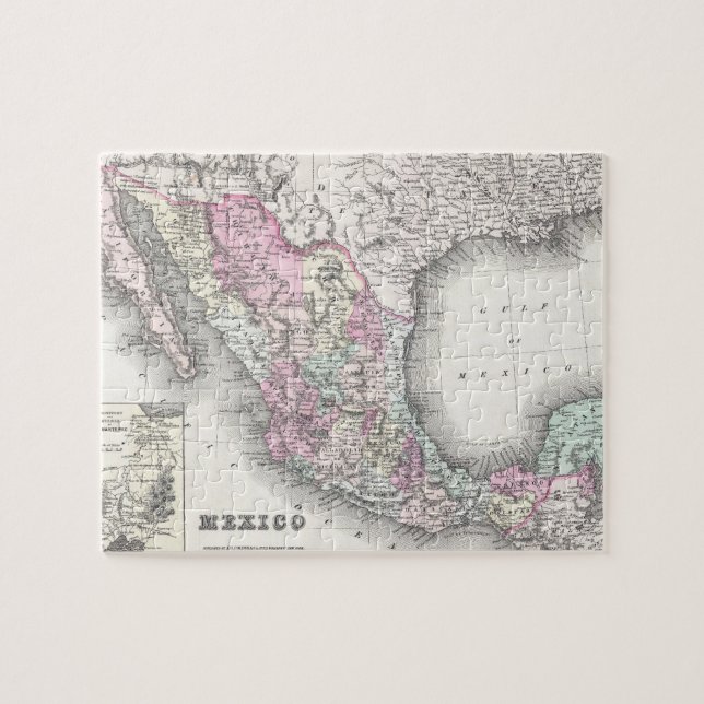 Vintage Map of Mexico (1855) Jigsaw Puzzle (Horizontal)