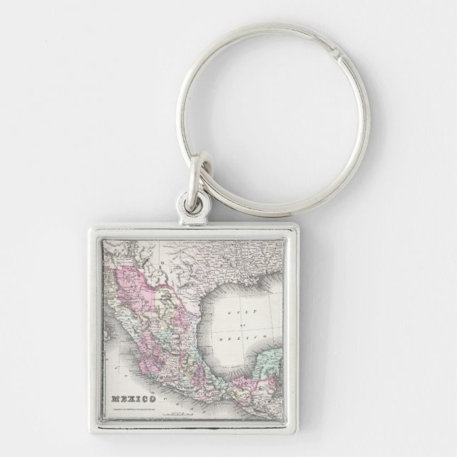 Vintage Map of Mexico (1855) Key Ring (Front)