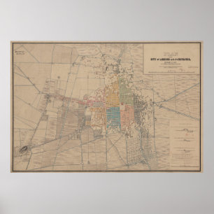 Vintage Map of Mexico City (1847) Poster