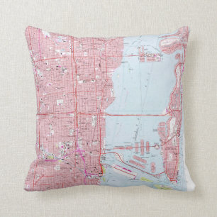 Vintage Map of Miami Florida (1962) Cushion