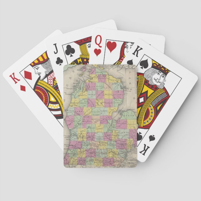 Vintage Map of Michigan (1853) Playing Cards (Back)