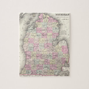 Vintage Map of Michigan (1855) Jigsaw Puzzle