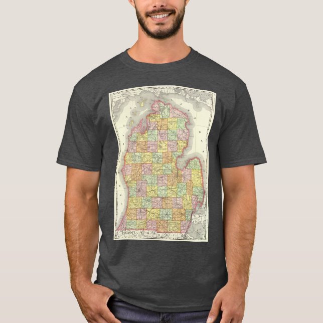 Vintage Map of Michigan 1897 T-Shirt (Front)