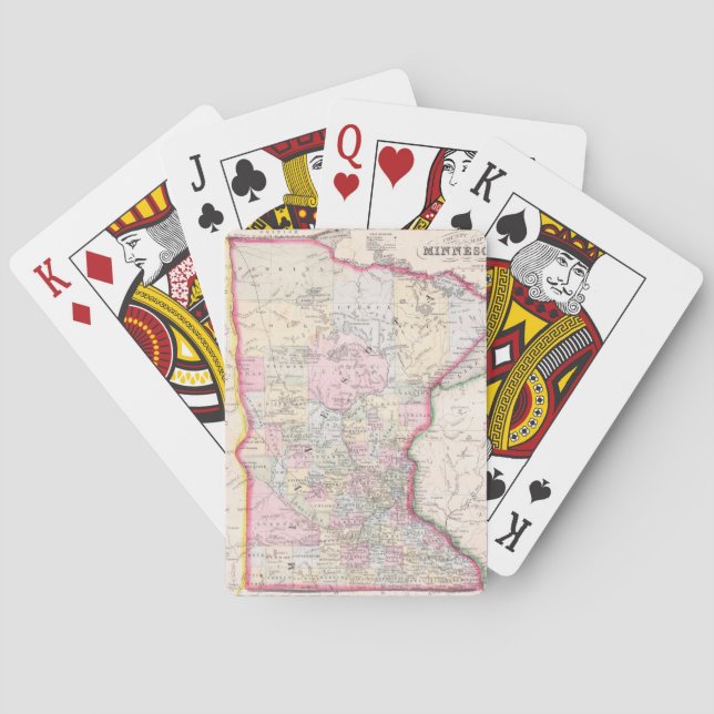Vintage Map of Minnesota (1864) Playing Cards (Back)