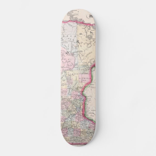 Vintage Map of Minnesota (1864) Skateboard (Front)