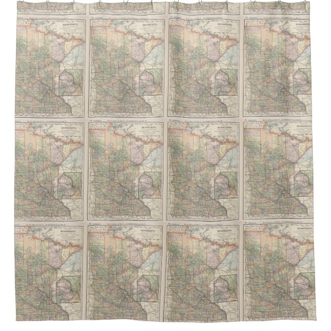 Vintage Map of Minnesota (1891) Shower Curtain (Front)