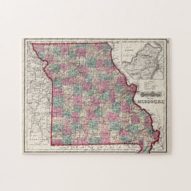 Vintage Map of Missouri (1873) Jigsaw Puzzle (Horizontal)