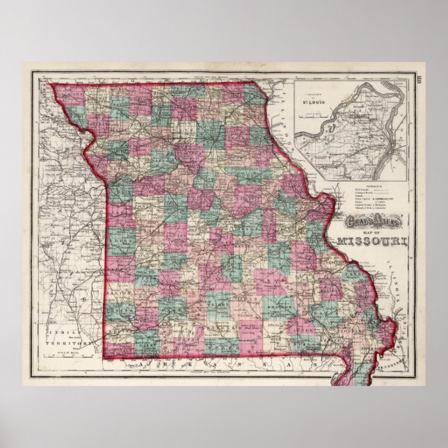 Vintage Map of Missouri (1873) Poster (Front)
